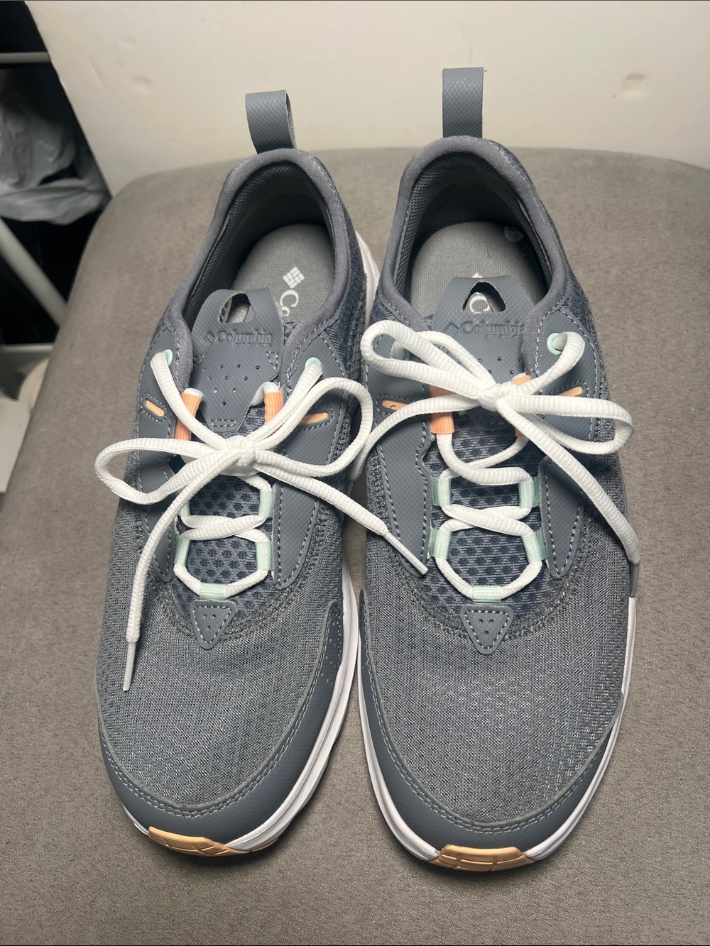 Columbia Gray Sneakers with Mint & Peach Accents